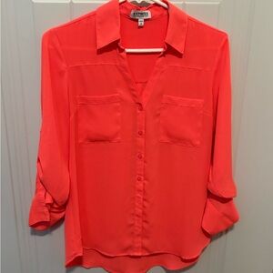 Express Women's Bright Coral Button Down Shirt